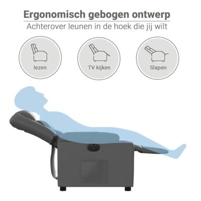 Fauteuil verstelbaar elektrisch kunstleer grijs