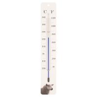 Esschert Design thermometer Kip 4,7 x 28 cm staal/glas wit - thumbnail