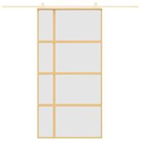 VidaXL Schuifdeur 102,5x205 cm mat esg-glas en aluminium goudkleurig - thumbnail