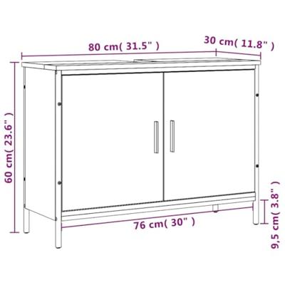 Badkamerkast 80x30x60 cm bewerkt hout gerookt eikenkleurig Badkamerkast 80x30x60 cm bewerkt hout gerookt eikenkleurig