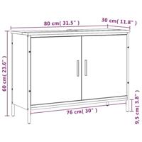 Badkamerkast 80x30x60 cm bewerkt hout gerookt eikenkleurig - thumbnail