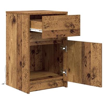 LED Bedside Kast met lade Oud hout 38 x 34 x 61 cm Spaanplaat