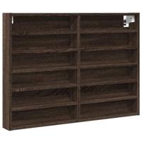 Vitrinekast 80x8,5x58 cm bewerkt hout bruin eikenkleurig - thumbnail