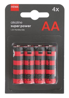HEMA AA alkaline super power batterijen - 4 stuks