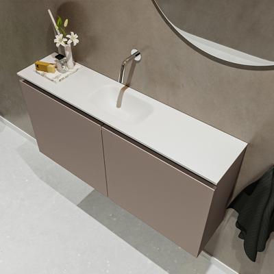 MONDIAZ TURE 100cm toiletmeubel smoke. EDEN wastafel talc midden geen kraangat