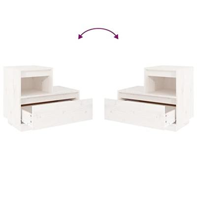 Nachtkastje 60x34x51 cm massief grenenhout wit