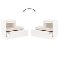 Nachtkastje 60x34x51 cm massief grenenhout wit - thumbnail