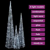 Lichtkegelset decoratief LED 60/90/120 cm acryl koudwit - thumbnail