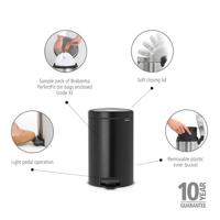 Brabantia Pedaalemmer Newicon 12L zwart - thumbnail