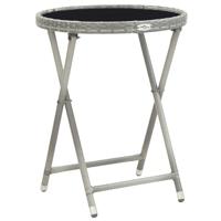 5-delige Bistroset poly rattan en gehard glas grijs - thumbnail