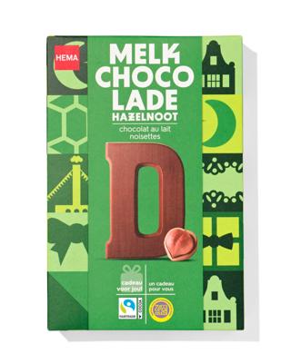 HEMA Chocoladeletter melk hazelnoot D 140g