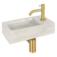 Differnz Differnz Ravo fonteinset beton lichtgrijs - kraan gebogen mat goud - thumbnail