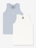 Set van 2 katoenen tanktops voor kinderen PETIT BATEAU wit - thumbnail