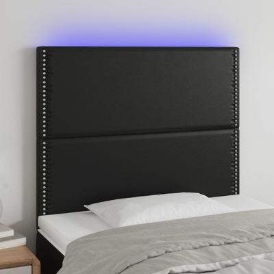 Hoofdbord LED 90x5x78/88 cm kunstleer zwart - thumbnail