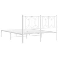 Bedframe met hoofdbord metaal wit 140x200 cm - thumbnail