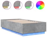 Bedframe met LED-verlichting bewerkt hout betongrijs 90x200 cm - thumbnail