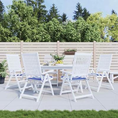 VidaXL Tuinstoelkussens 6 st gestreept 50x50x4 cm stof wit en blauw