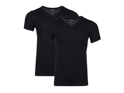 MEXX Set van 2 heren hemden of T-shirts (V-hals, Zwart, L)