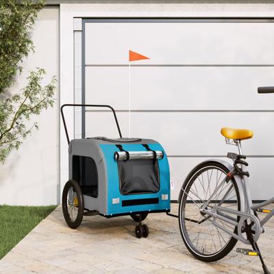 VidaXL Hondenfietstrailer oxford stof en ijzer blauw en grijs