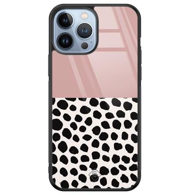 iPhone 13 Pro Max glazen hardcase - Pink dots