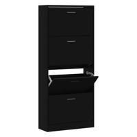 VidaXL Schoenenkast 63x24x147 cm bewerkt hout zwart - thumbnail