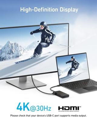 Anker USB-C Hub 332 (5-in-1, 4K HDMI) met 100W HDMI-scherm, 4K@30Hz, 5Gbps USB-C en USB-A datapoorten voor MacBook, iPad, Lenovo, Dell, laptops HP en anderen