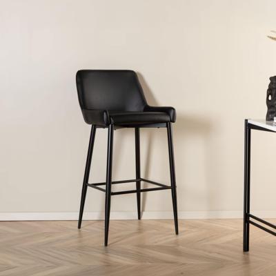 Nohr Barkruk 'Quennel' Lederlook, kleur Zwart (zithoogte 74cm)