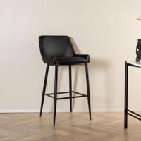 Nohr Barkruk 'Quennel' Lederlook, kleur Zwart (zithoogte 74cm) - thumbnail