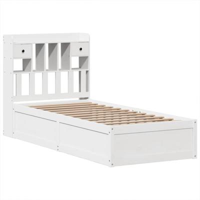 Bedframe zonder matras massief grenenhout wit 75x190 cm