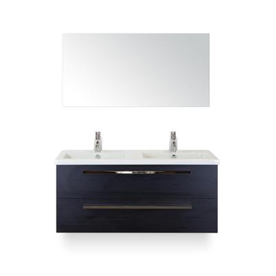 Seville Badmeubelset 120 cm - 2 laden Black Oak - Wastafel Djazz Dubbel - met Spiegel