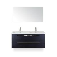 Seville Badmeubelset 120 cm - 2 laden Black Oak - Wastafel Djazz Dubbel - met Spiegel - thumbnail
