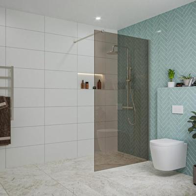 Fortifura Galeria inloopdouche - 110x200cm - rookglas - wandarm - Geborsteld RVS PVD (RVS) SW915252/SW797908