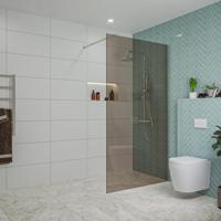 Fortifura Galeria inloopdouche - 110x200cm - rookglas - wandarm - Geborsteld RVS PVD (RVS) SW915252/SW797908 - thumbnail