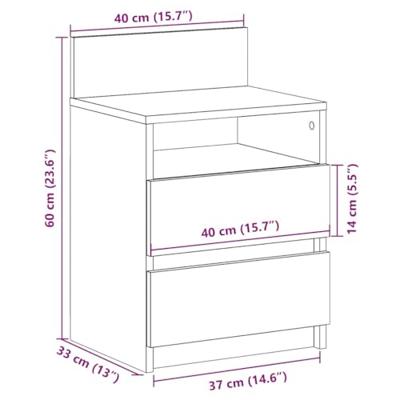 Nachtkastjes 2 st met 2 lades 40x33x60 cm gerookt eikenkleurig Nachtkastjes 2 st met 2 lades 40x33x60 cm gerookt eikenkleurig