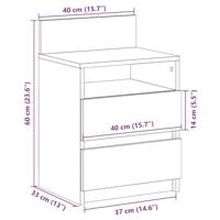 Nachtkastjes 2 st met 2 lades 40x33x60 cm gerookt eikenkleurig - thumbnail