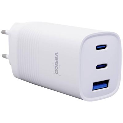 Verico Mojo 65W GaN 3 USB-oplader 65 W 1x USB-A, 2x USB-C USB PD Wit Binnen Verico Mojo 65W GaN 3 USB-oplader 65 W 1x USB-A, 2x USB-C USB PD Wit Binnen