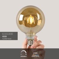 Lucide G125 - Filament lamp - Ø 12,5 cm - LED Dimb. - E27 - 1x8W 2700K - Amber - thumbnail