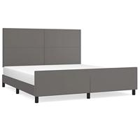 Bedframe met hoofdbord kunstleer grijs 160x200 cm - thumbnail