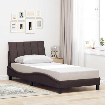 Bedframe zonder matras "Hanko" 90x190 cm stof donkerbruin