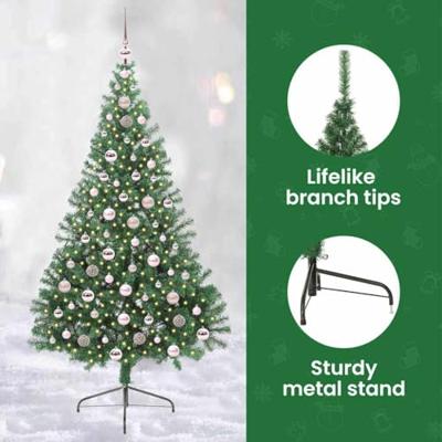 VidaXL Kunstmatig voorverlicht kerstboom met 300 led groen 210 cm pvc