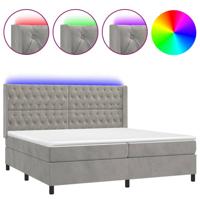 Boxspring met matras en LED fluweel lichtgrijs 200x200 cm - thumbnail