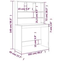 Bureau met schappen 102x45x148 bewerkt hout sonoma eikenkleur - thumbnail
