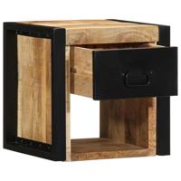 Nachtkastjes 2 st 40x35x40 cm massief ruw hout mango - thumbnail