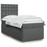 Boxspring met matras stof donkergrijs 140x200 cm - thumbnail