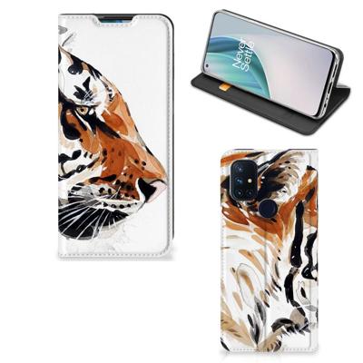 Bookcase OnePlus Nord N10 5G Watercolor Tiger Bookcase OnePlus Nord N10 5G Watercolor Tiger