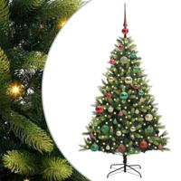VidaXL Kunstkerstboom met scharnier 150 leds groen 120 cm pvc en pe - thumbnail