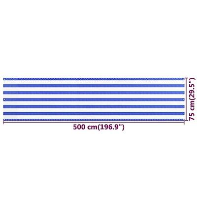 Balkonscherm 75x500 cm HDPE blauw en wit Balkonscherm 75x500 cm HDPE blauw en wit