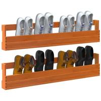 VidaXL Schoenenrekken 2 st 110x8,5x23,5 cm massief grenenhout wasbruin - thumbnail