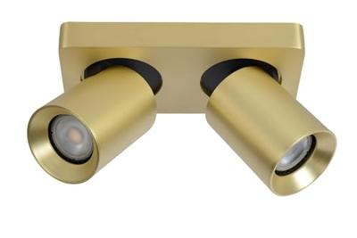 Lucide NIGEL - Plafondspot - LED Dim to warm - GU10 - 2x5W 2200K/3000K - Mat Goud / Messing