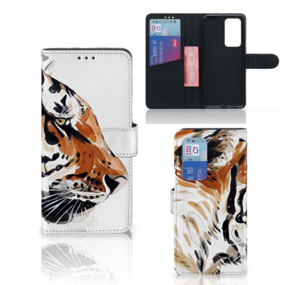 Hoesje Huawei P40 Pro Watercolor Tiger Hoesje Huawei P40 Pro Watercolor Tiger